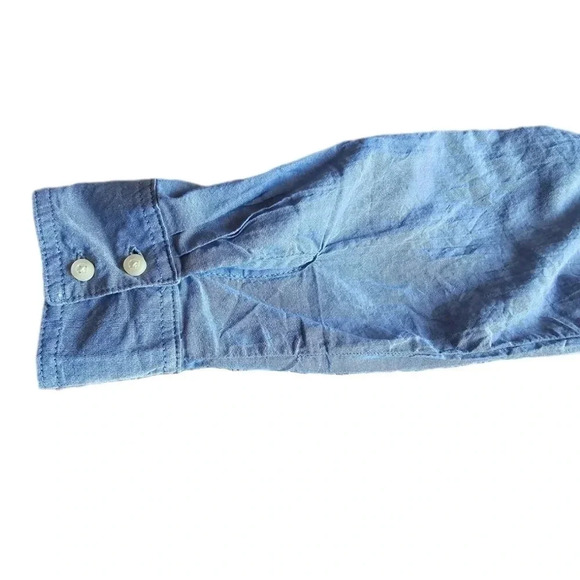 St Johns Bay, Size PS, Blue Chambray Denim Longsleeve Button-up Shirt - Picture 7 of 8